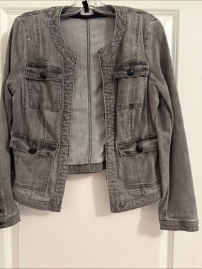 White House Black Market Gray‎ Washed Jean Jacket